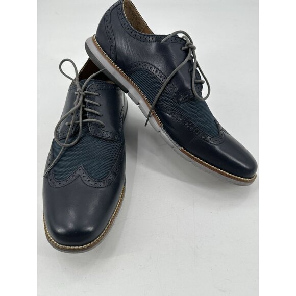Cole Haan Men's Wingtip Oxfords Blue Leather Lace Up Rubber Sole 12M - Picture 1 of 10